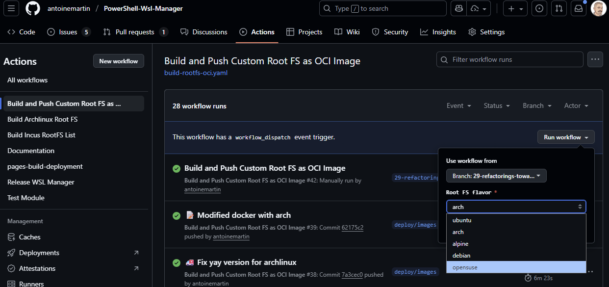 start a workflow dispatch