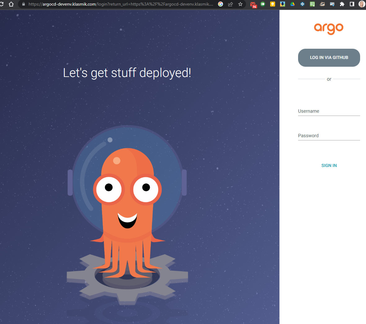login page